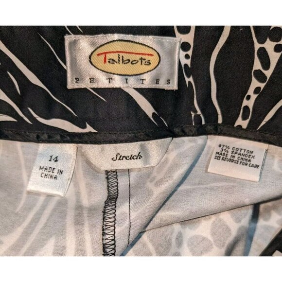 Talbots Black White Floral High Rise Wide Leg Stretch Capri Pant Womens 14 - Picture 8 of 9